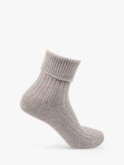 totes Wool and Cashmere Blend Ribbed Ankle Bed Socks - view 2, Mink