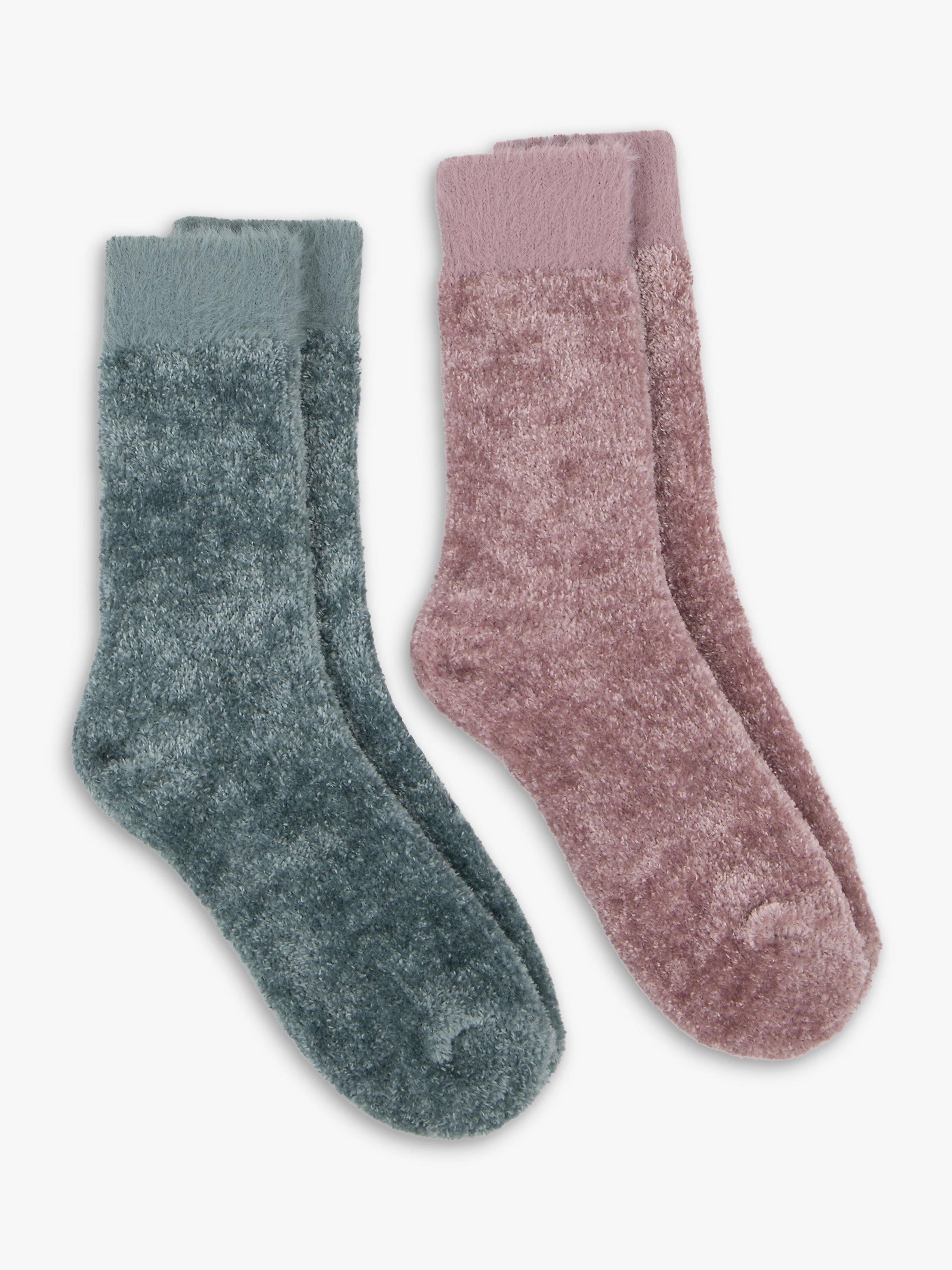 totes Chenille Supersoft Bed Socks, Pack of 2, Teal/Pink