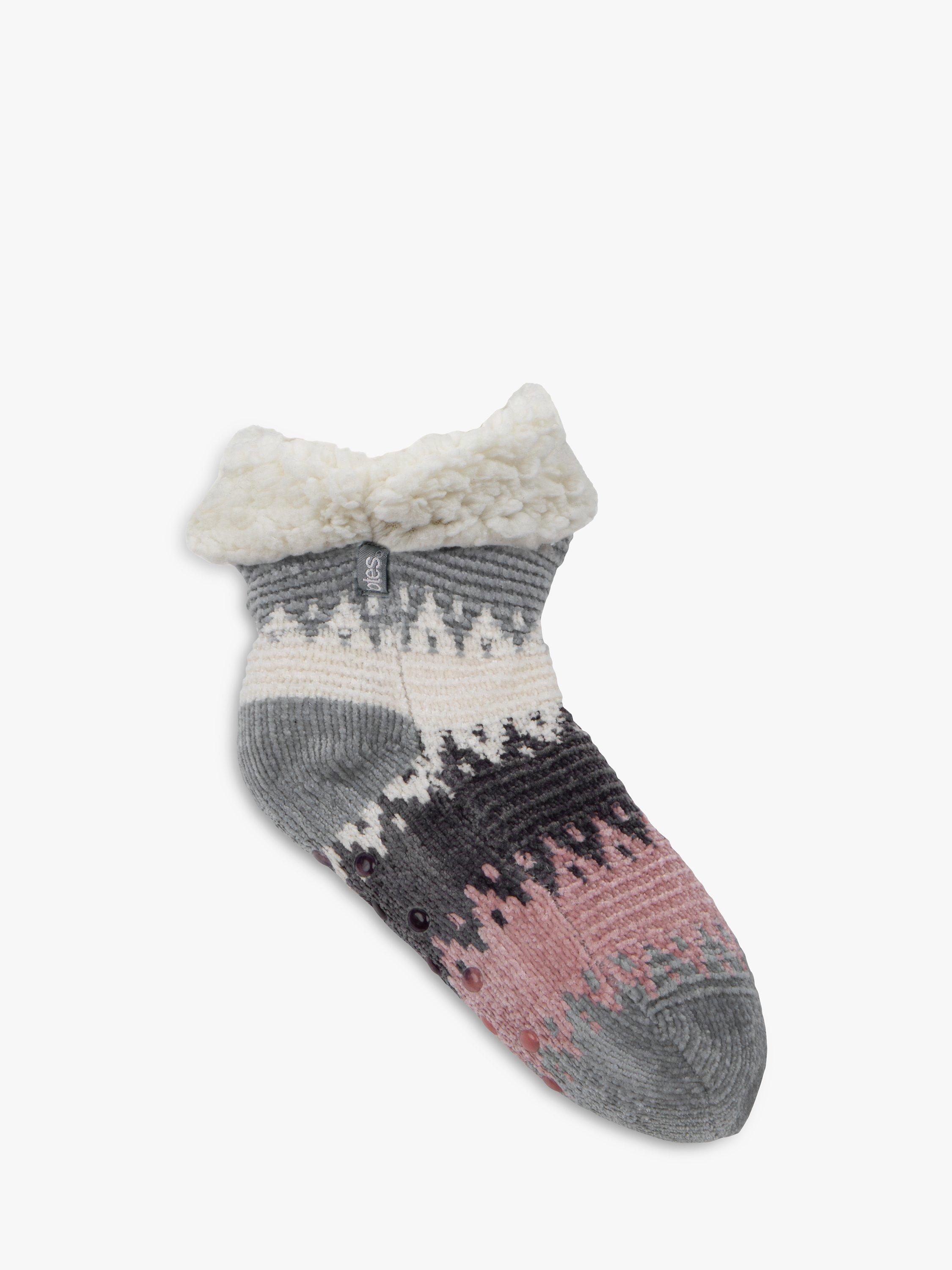 totes Chenille Print Crop Style Slippers Socks, Multi