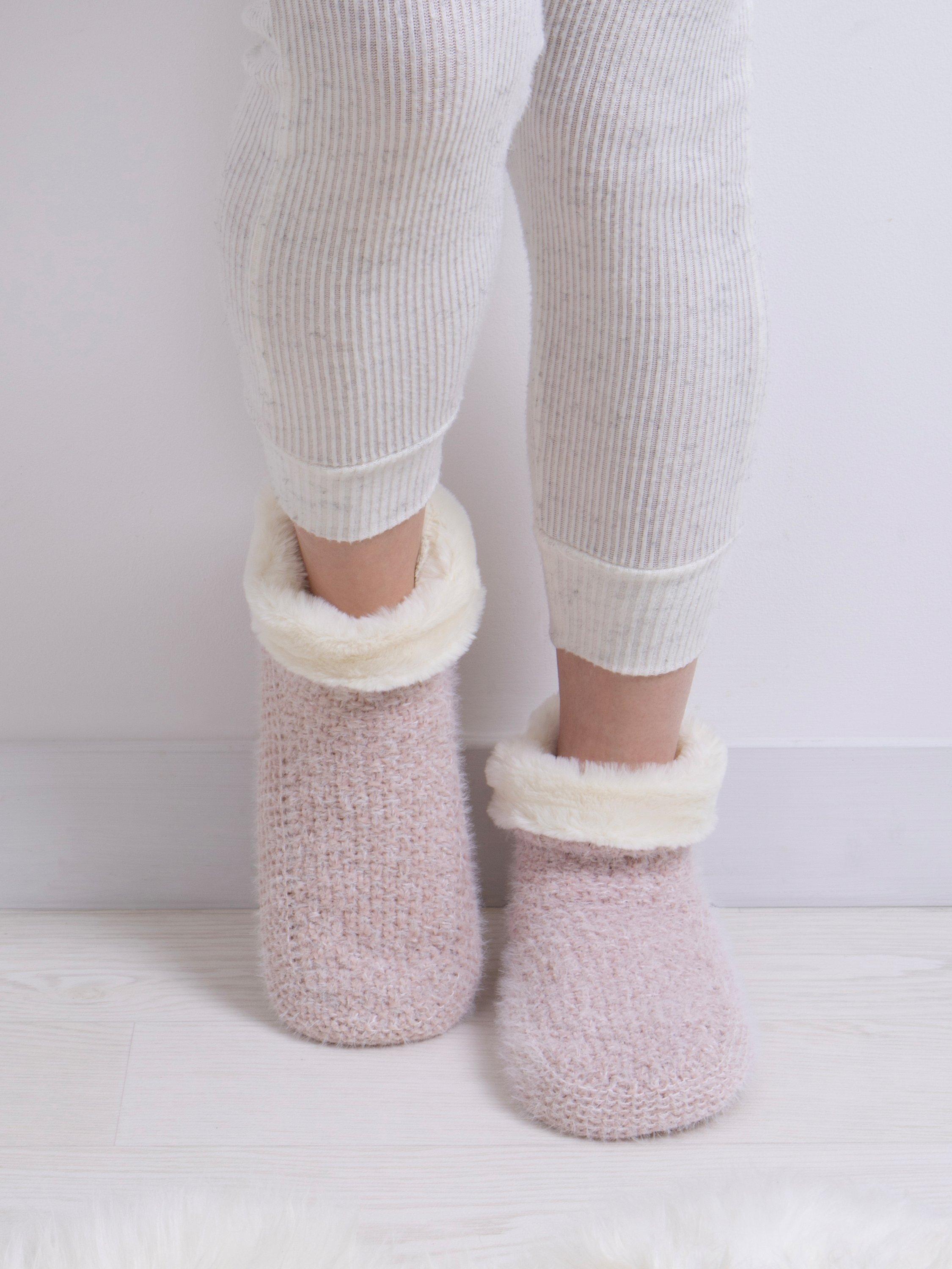 totes Knitted Bootie Style Slipper Socks, Pink