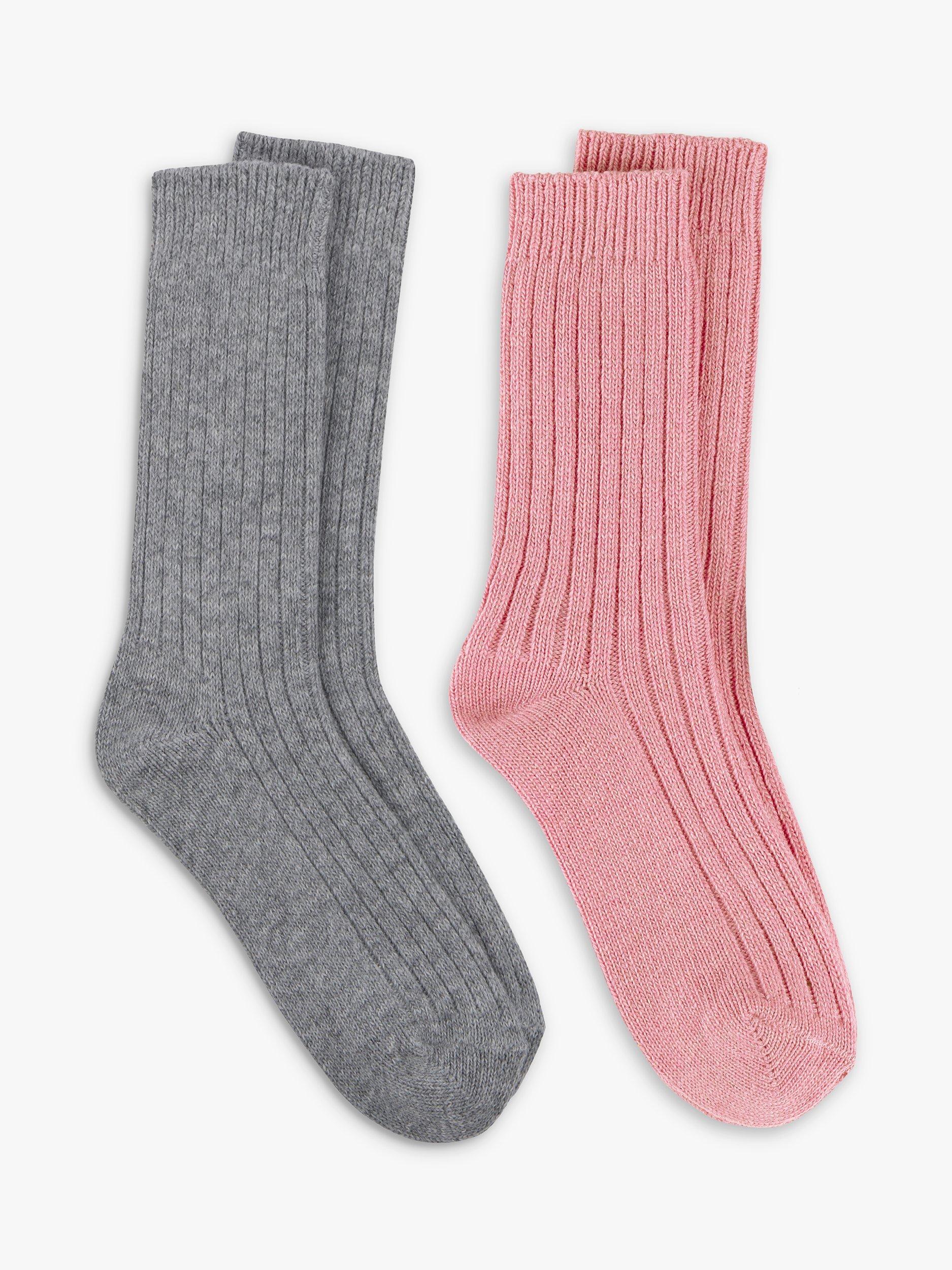 totes Cashmere Blend Ankle Socks, Pack of 2, Pink/Grey