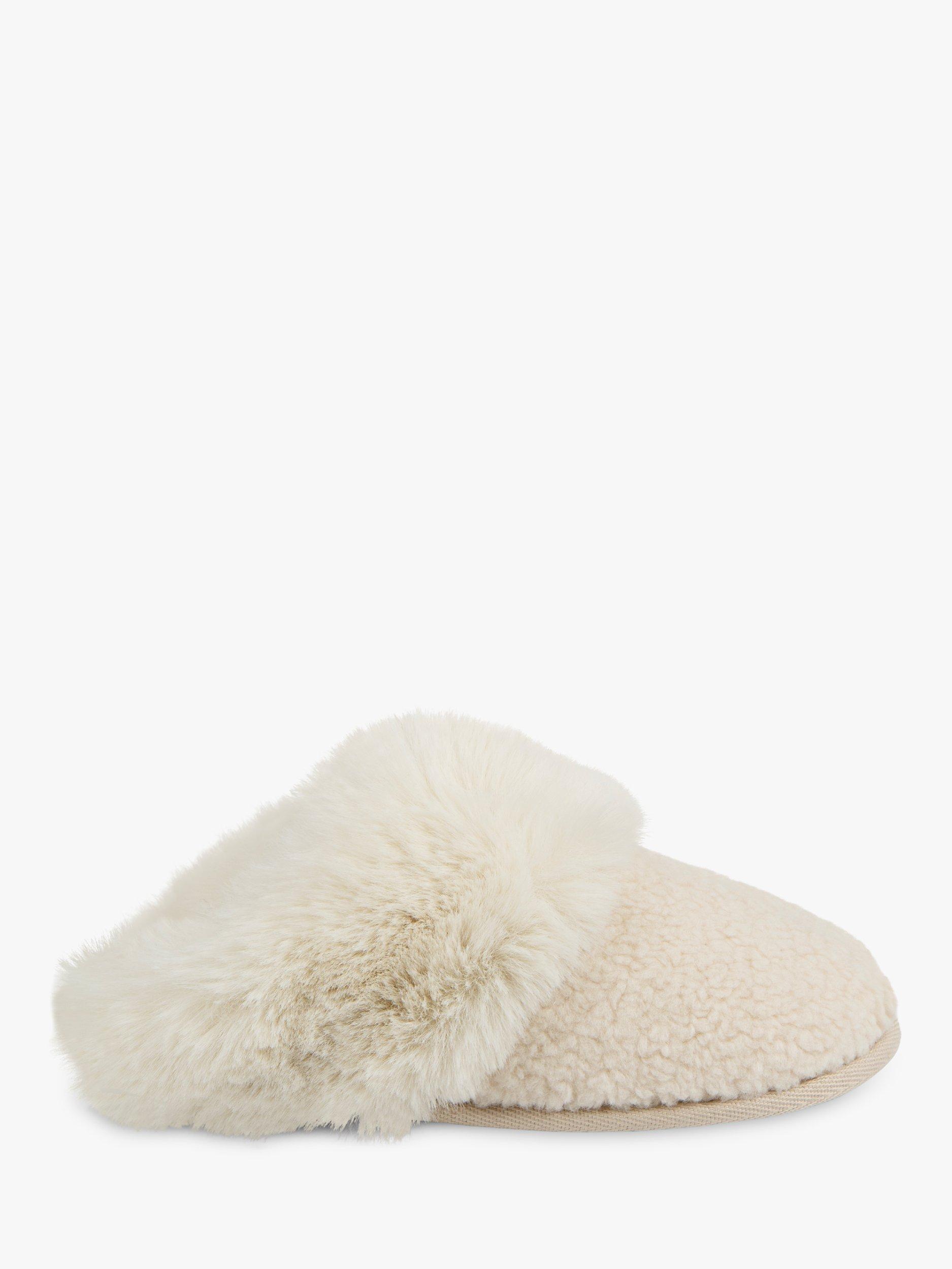 totes Faux Fur Mule Slippers, Cream