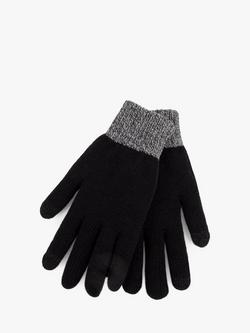 totes Thermal Stretch Knitted Smartouch Gloves, Black, Black/Grey