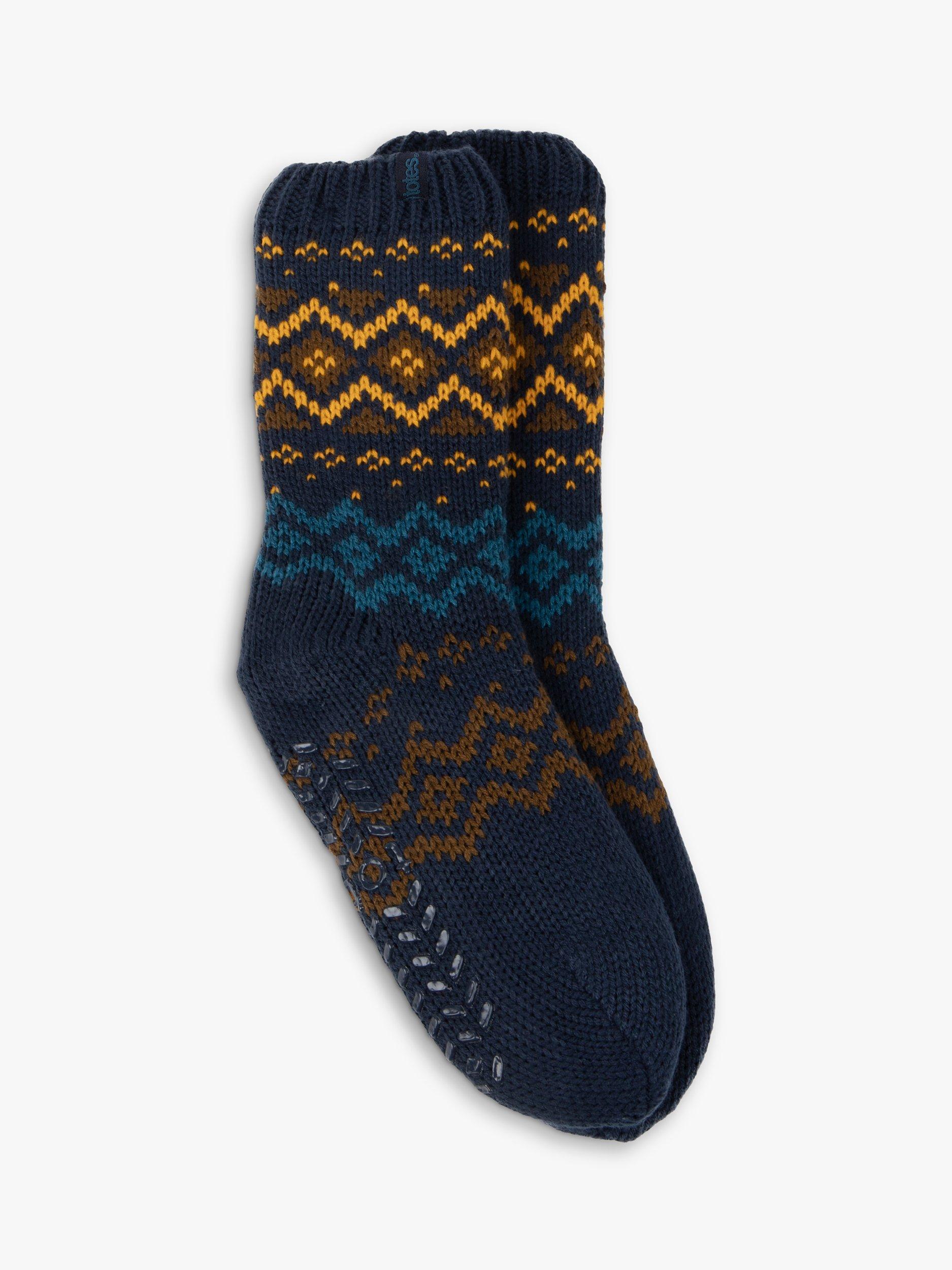 totes Fair Isle Slipper Socks, Blue/Multi