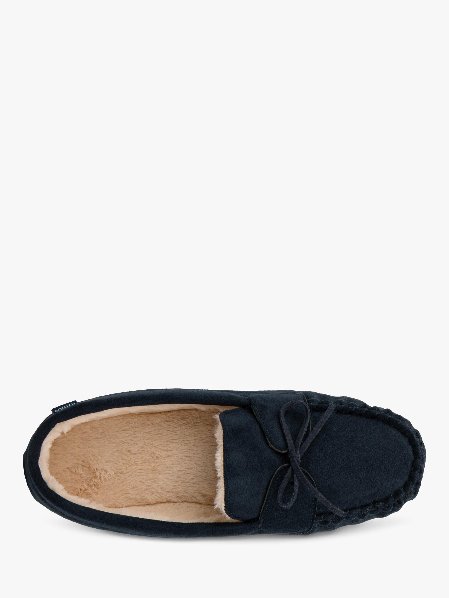 Product image 3 of 8, which shows totes Moccasin Style Faux Fur Lining Slippers, Navy, S