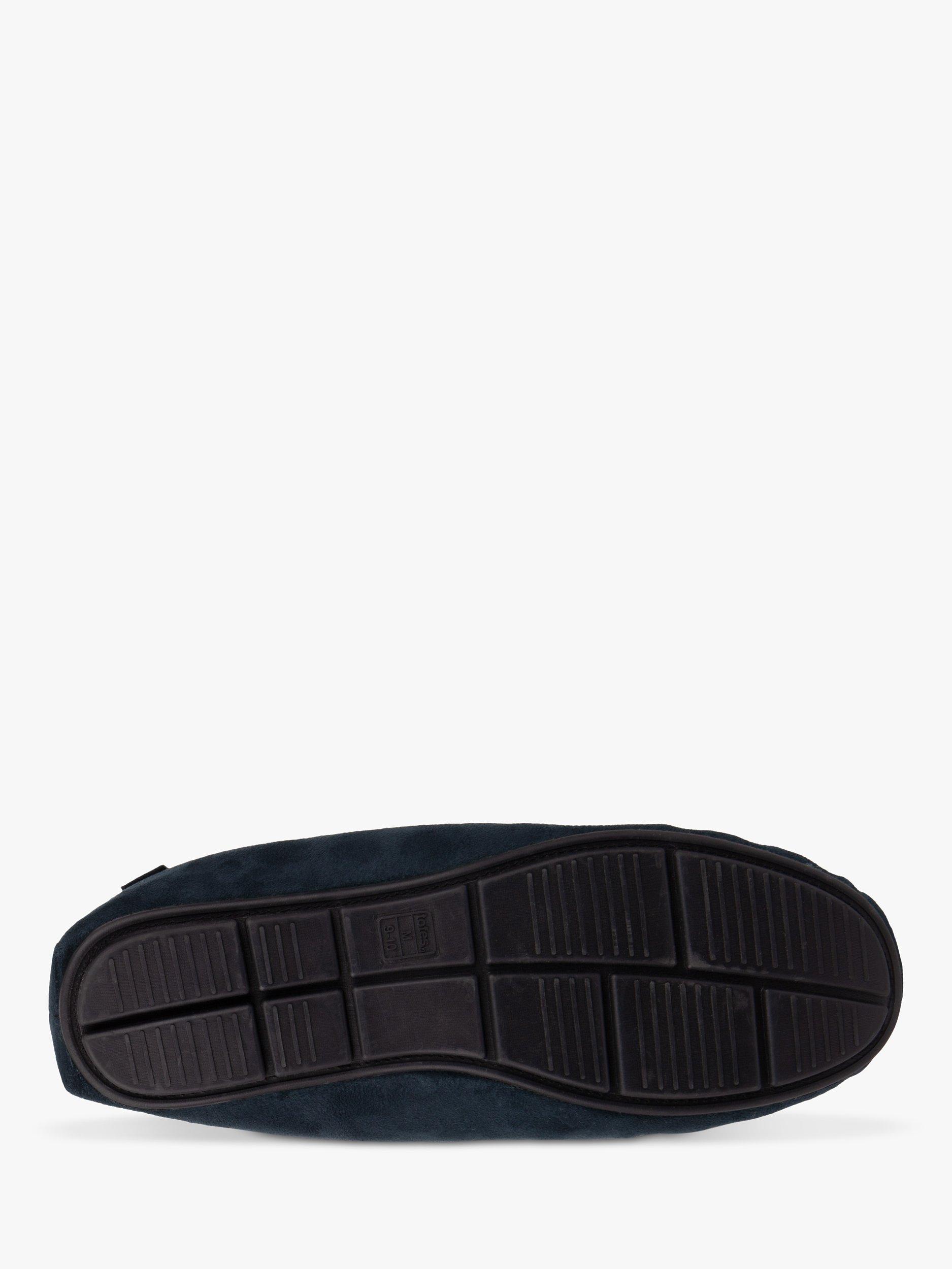 Product image 4 of 8, which shows totes Moccasin Style Faux Fur Lining Slippers, Navy, S
