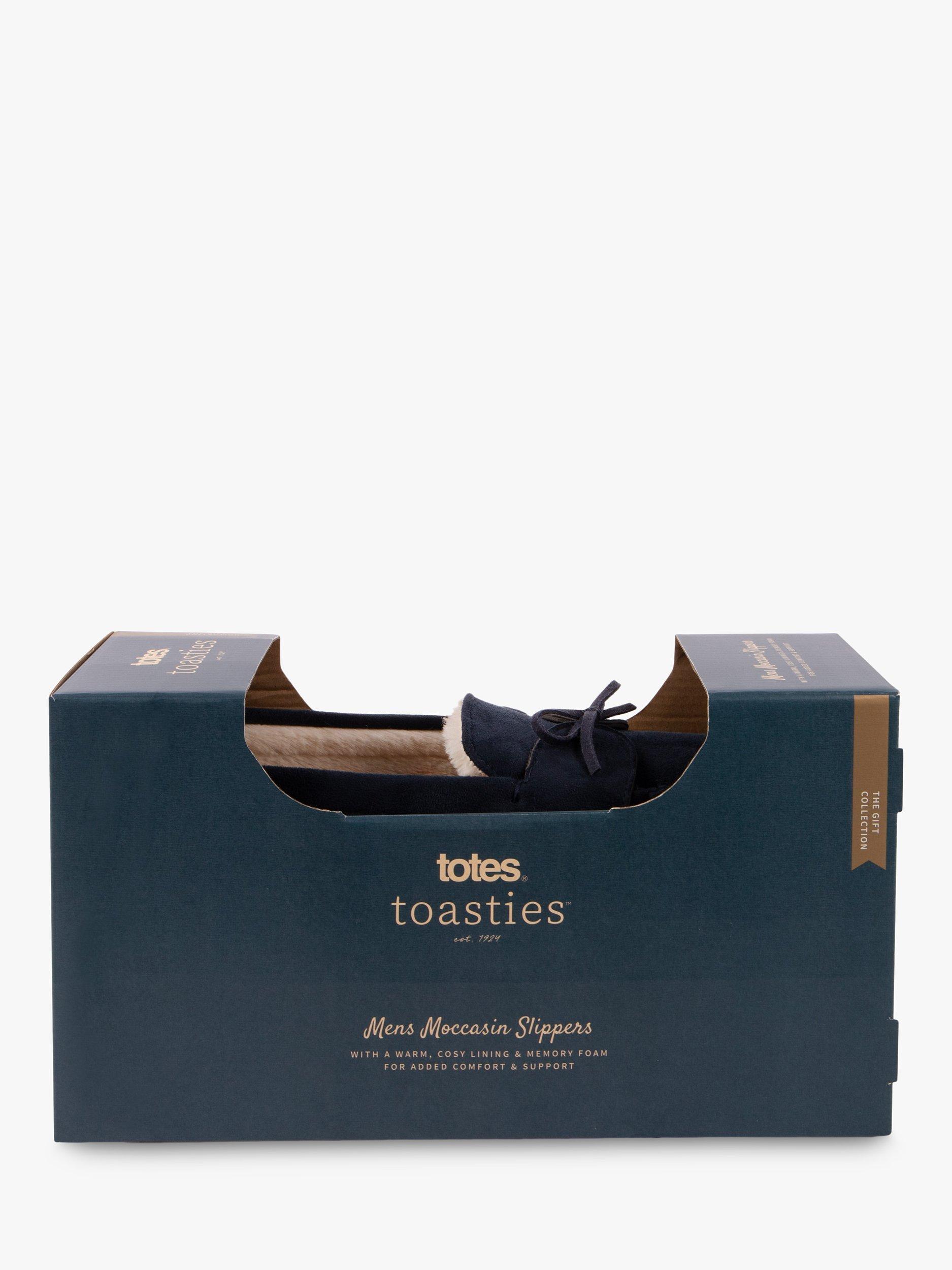 Product image 7 of 8, which shows totes Moccasin Style Faux Fur Lining Slippers, Navy, S
