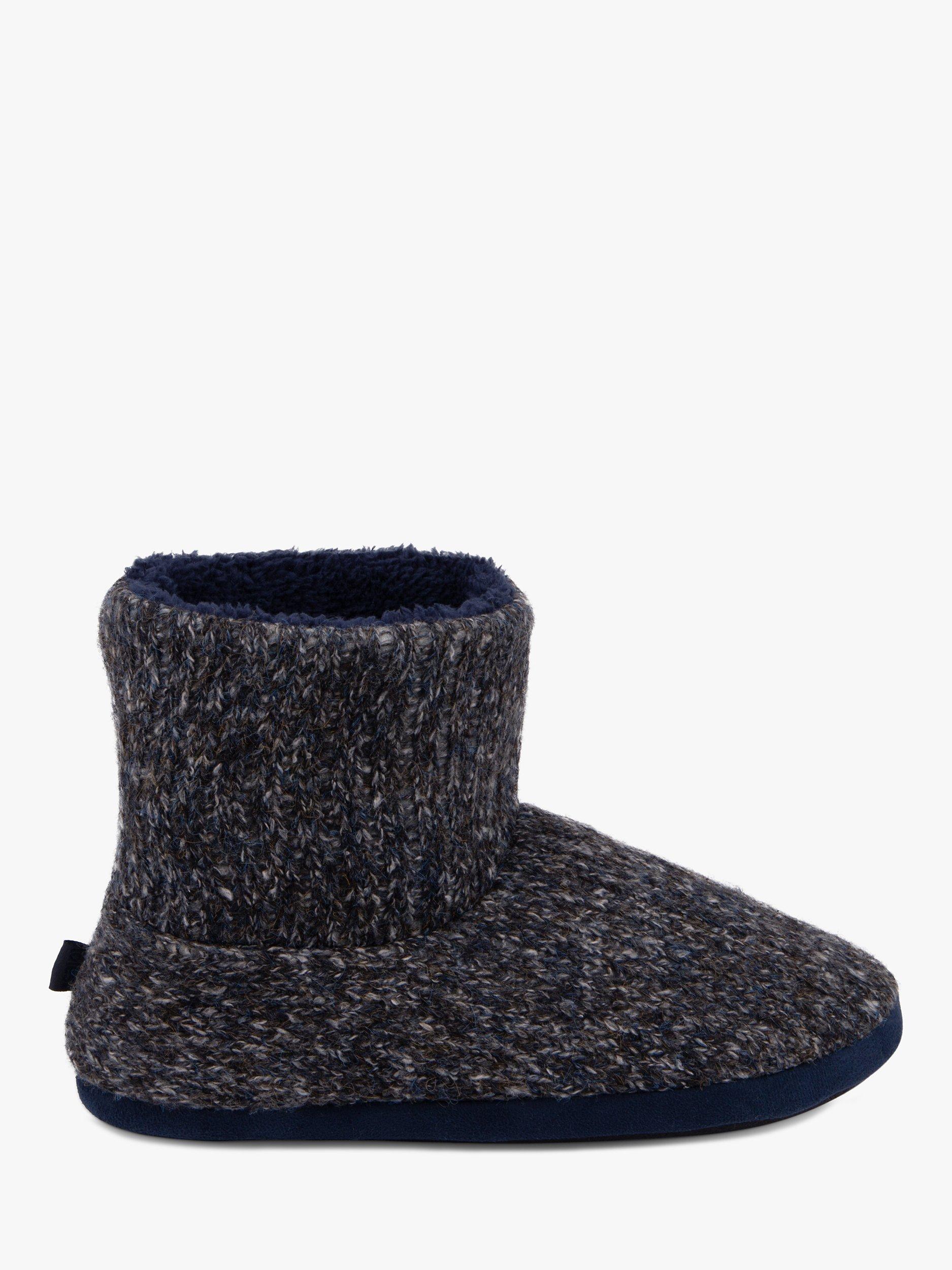 totes Marl Ribbed Knit Boot Slippers, Navy