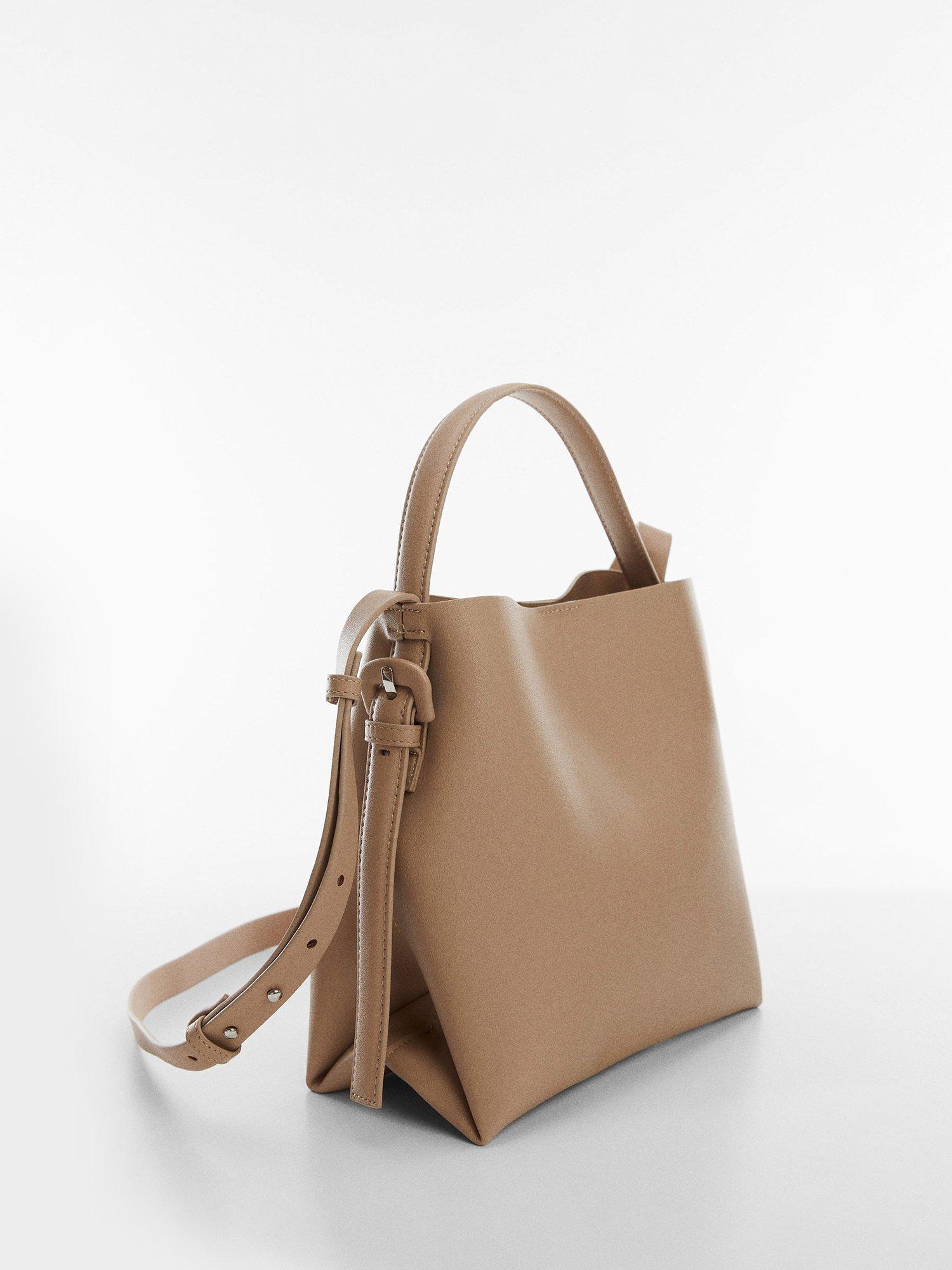 Mango Luciam Shopper Bag With Buckle, Pastel Brown, One Size