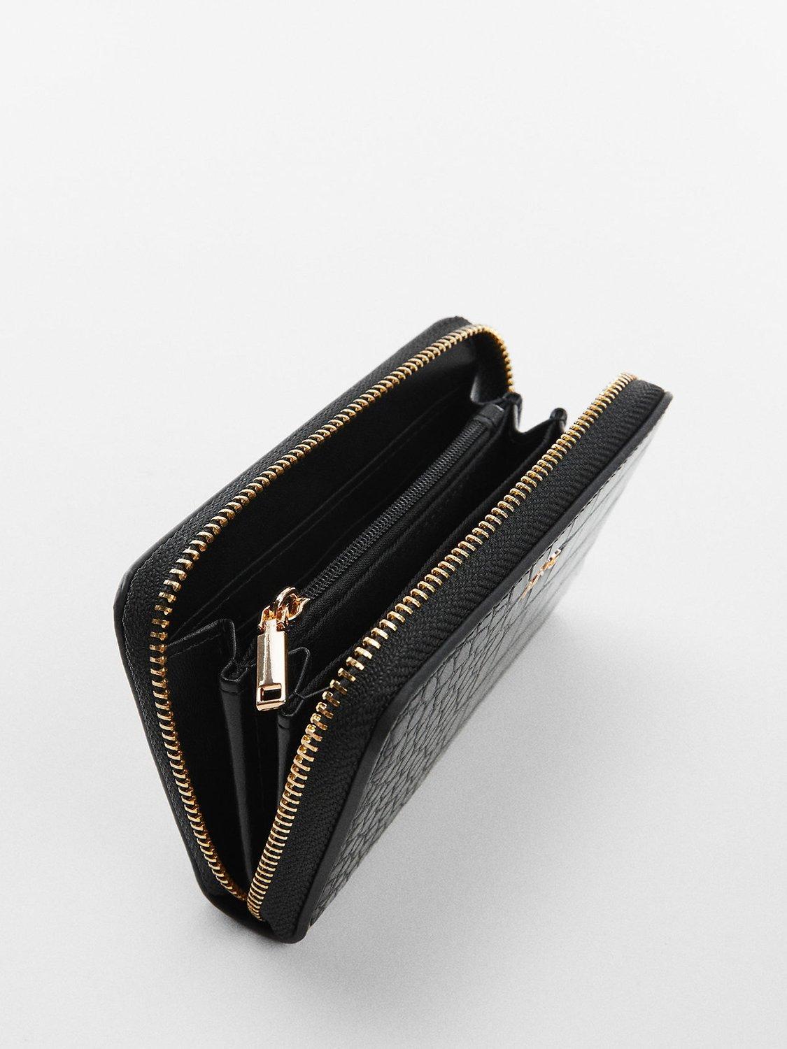Mango Leticia Mock Croc Purse, Black