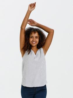 KAFFE Amber Sleeveless Striped Top, Chalk, Chalk