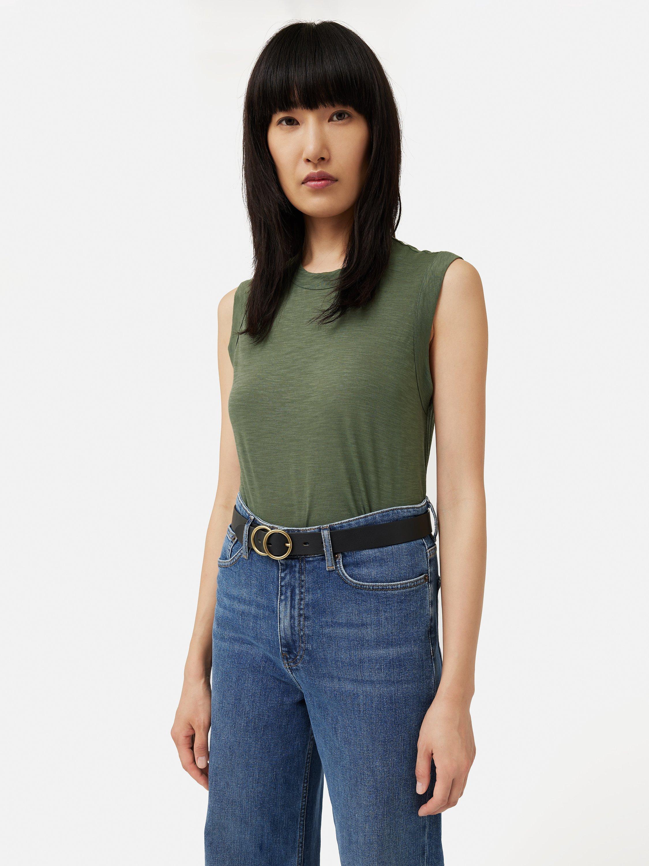 Jigsaw Cotton Tank Top, Green