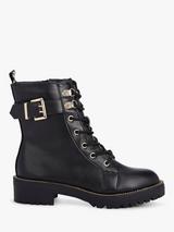 Kurt Geiger London Sutton Eye Leather Biker Boots Black