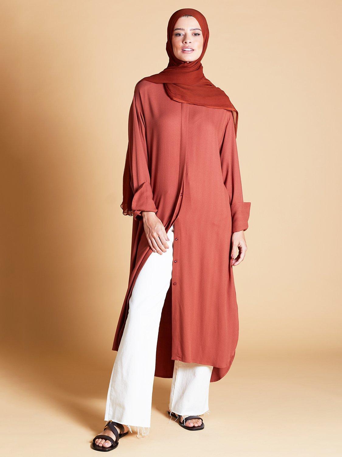 Aab Loose Fit Shirt Dress, Terracotta, XL