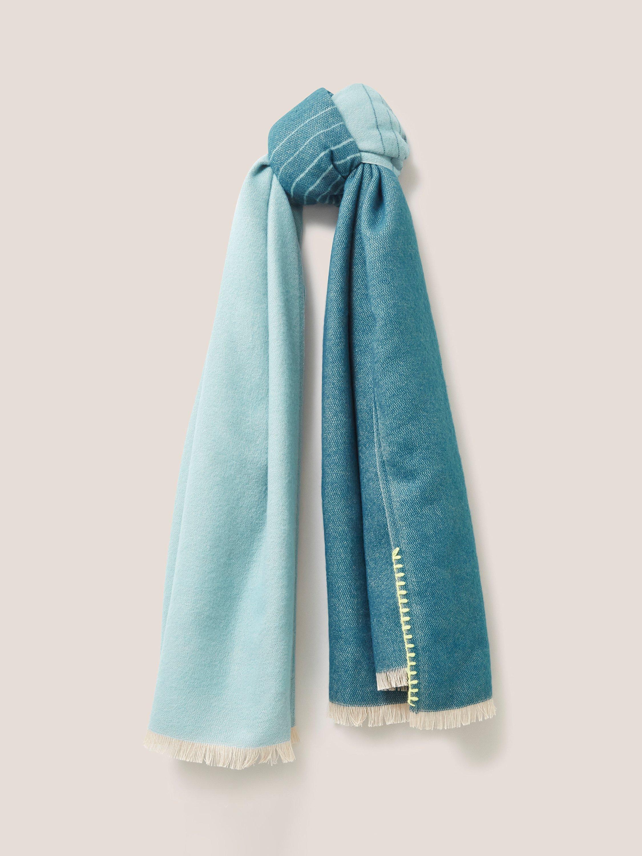 White Stuff Selma Colour Block Midweight Scarf, Teal