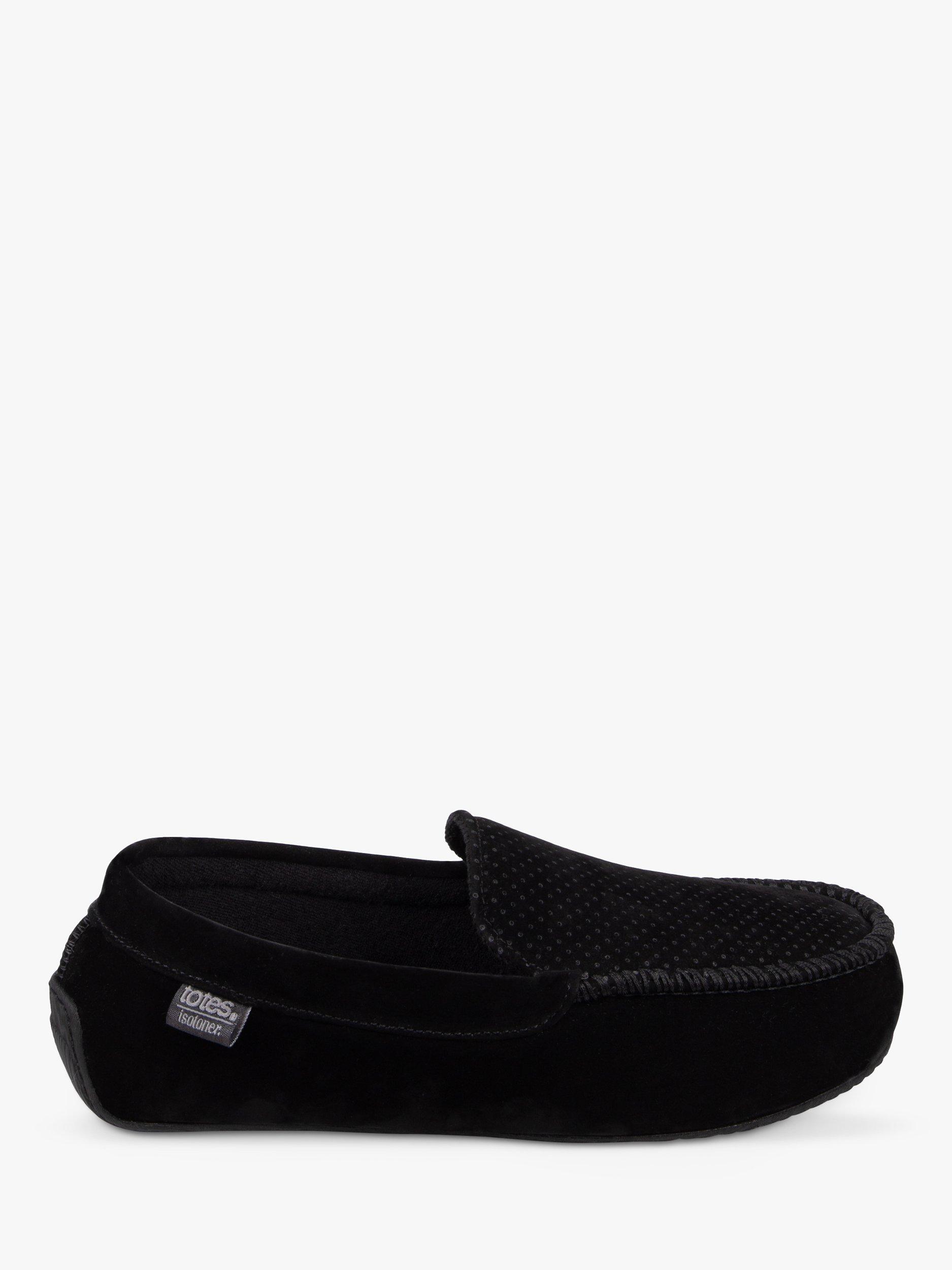 Product image 1 of 6, which shows totes Airtex Suedette Moccasin Slippers, Black, 8