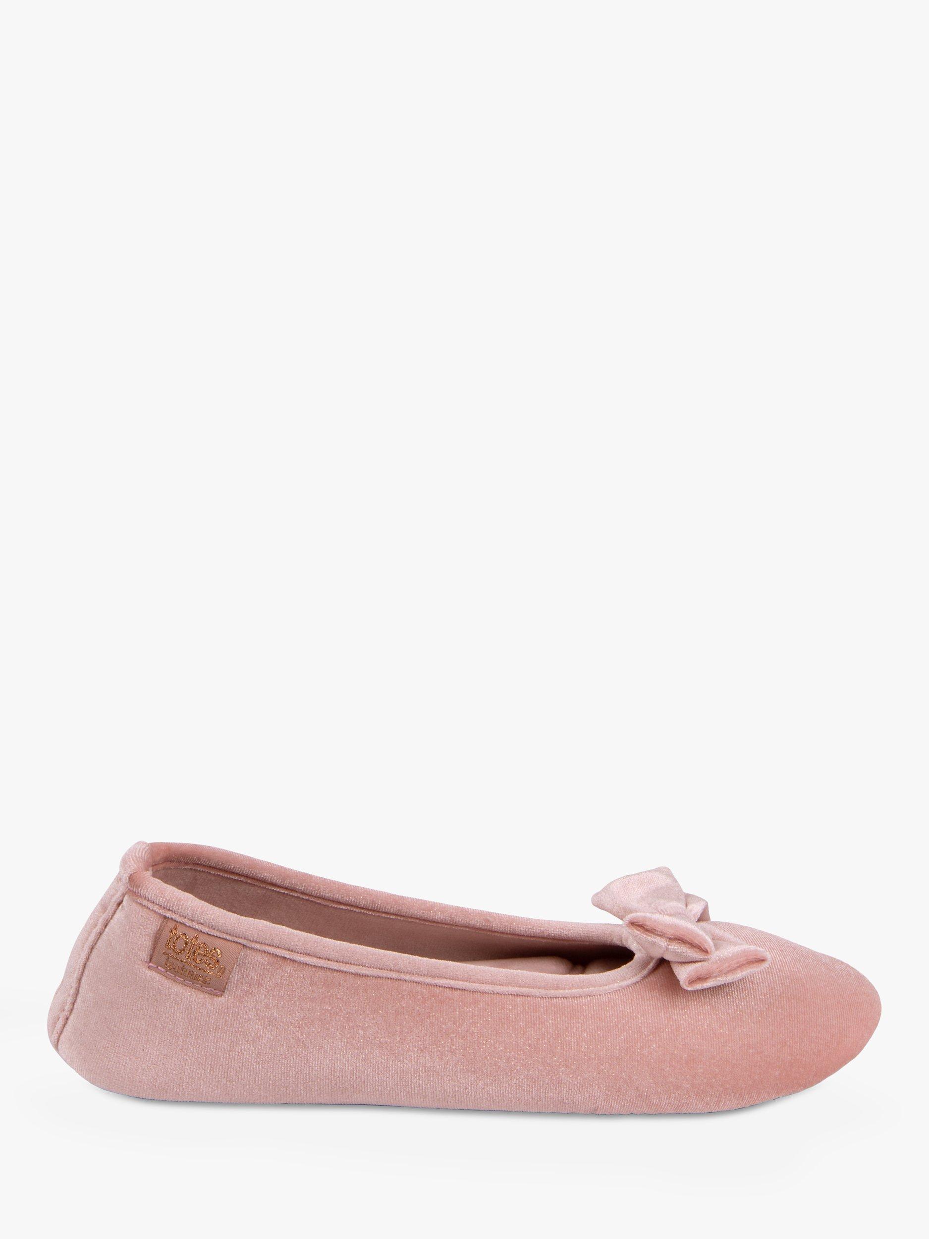 Product image 1 of 6, which shows totes Sparkle Velour Ballerina Slippers, Pink Sparkle, 7