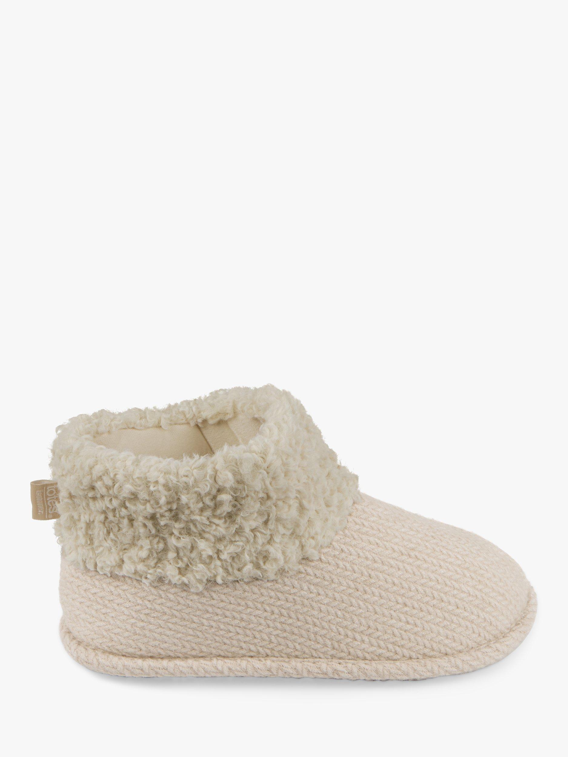 totes Cable Boot Slippers, Cream