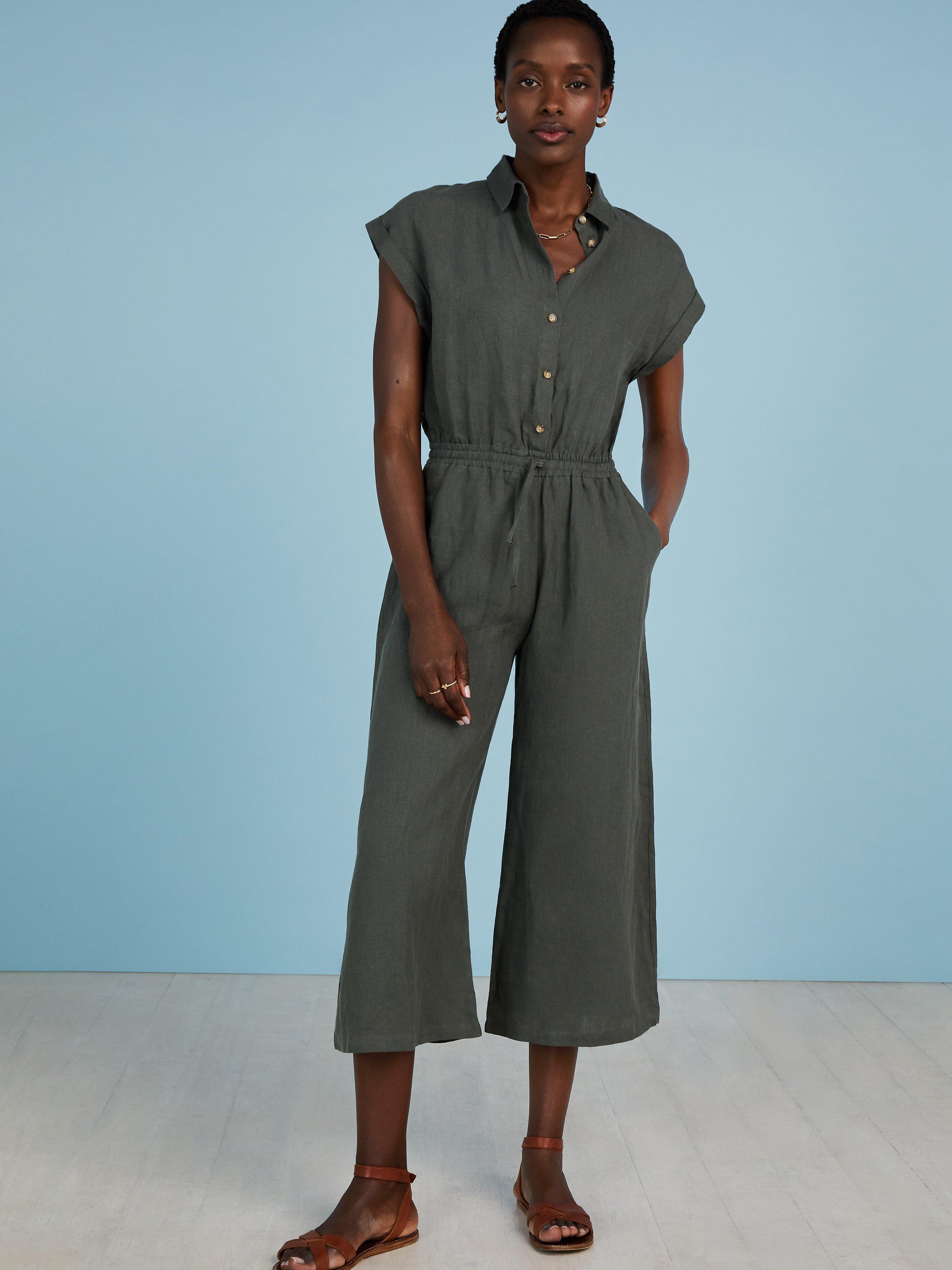 Baukjen Rosie Plain Hemp Jumpsuit, Khaki