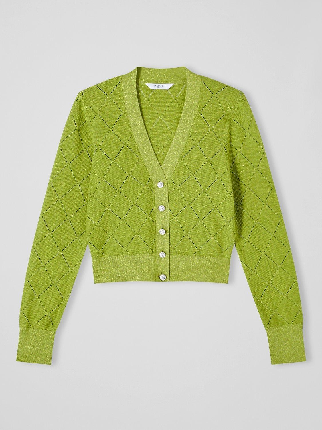 Product image 4 of 4, which shows L.K.Bennett Molli Wool Blend Cardigan, Green, S