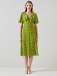 L.K.Bennett Edeline Floral Print Silk Dress, Lime