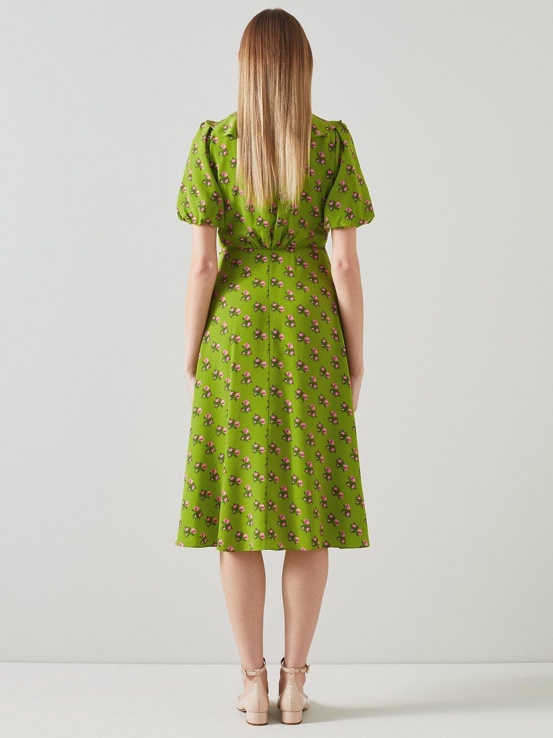 Product image 2 of 4, which shows L.K.Bennett Edeline Floral Print Silk Dress, Lime, 12