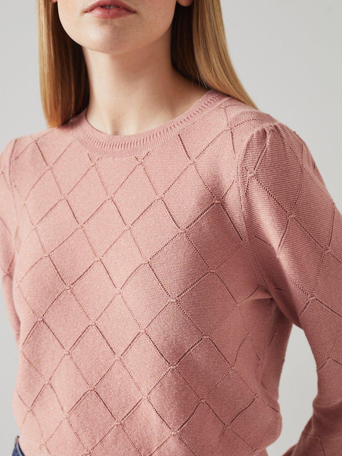 Product image 3 of 4, which shows L.K.Bennett Molli Fine Knit Jumper, Pink, XS