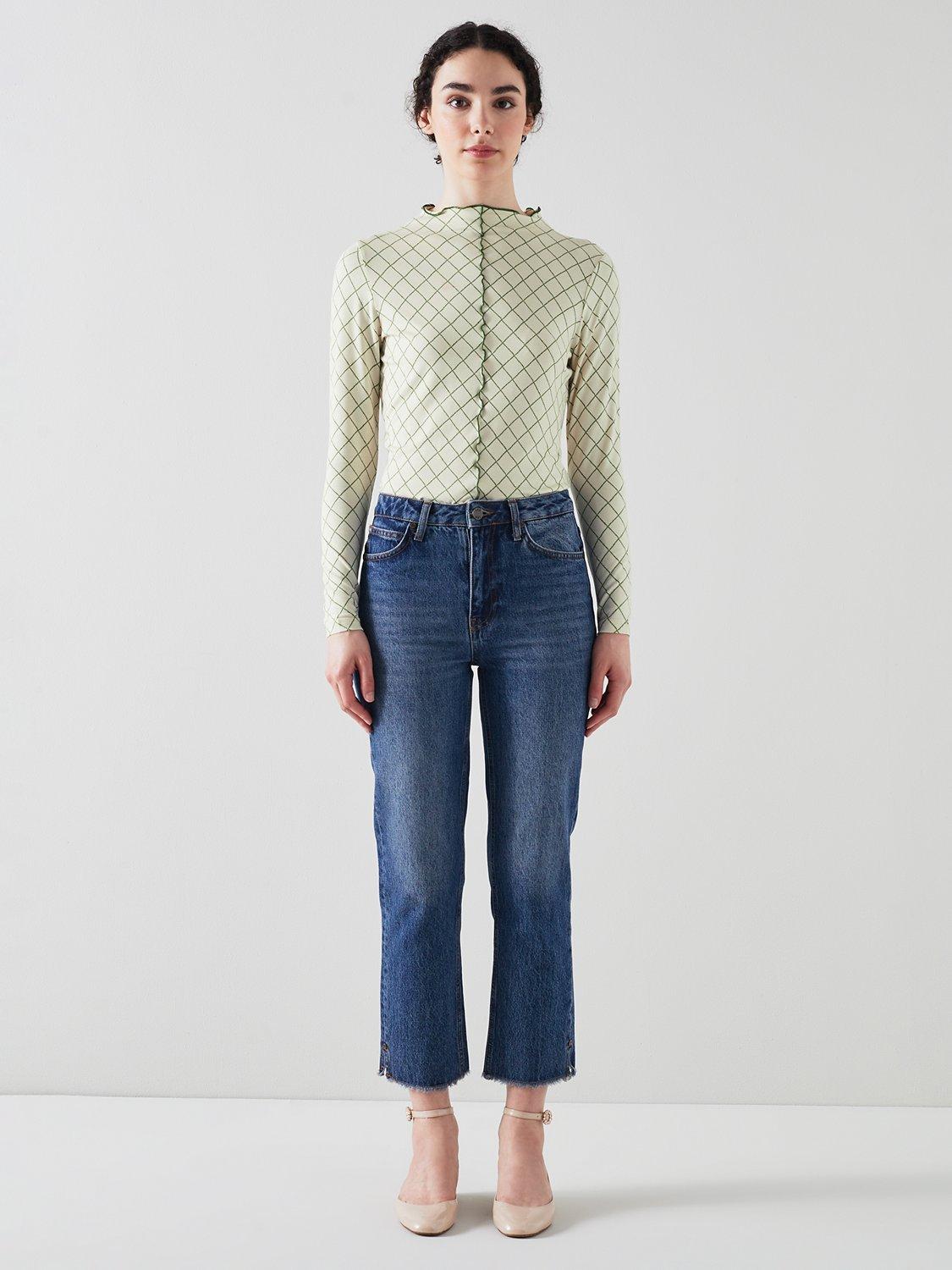 Product image 1 of 4, which shows L.K.Bennett Charlotte Jersey Top, Green, XS