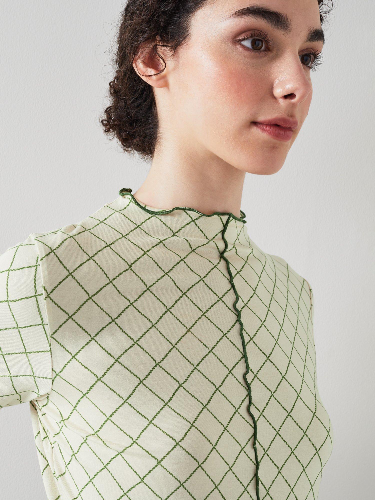 Product image 3 of 4, which shows L.K.Bennett Charlotte Jersey Top, Green, XS