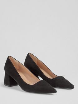 L.K.Bennett Sloane Block Heel Suede Court Shoes, Black - view 2, Black