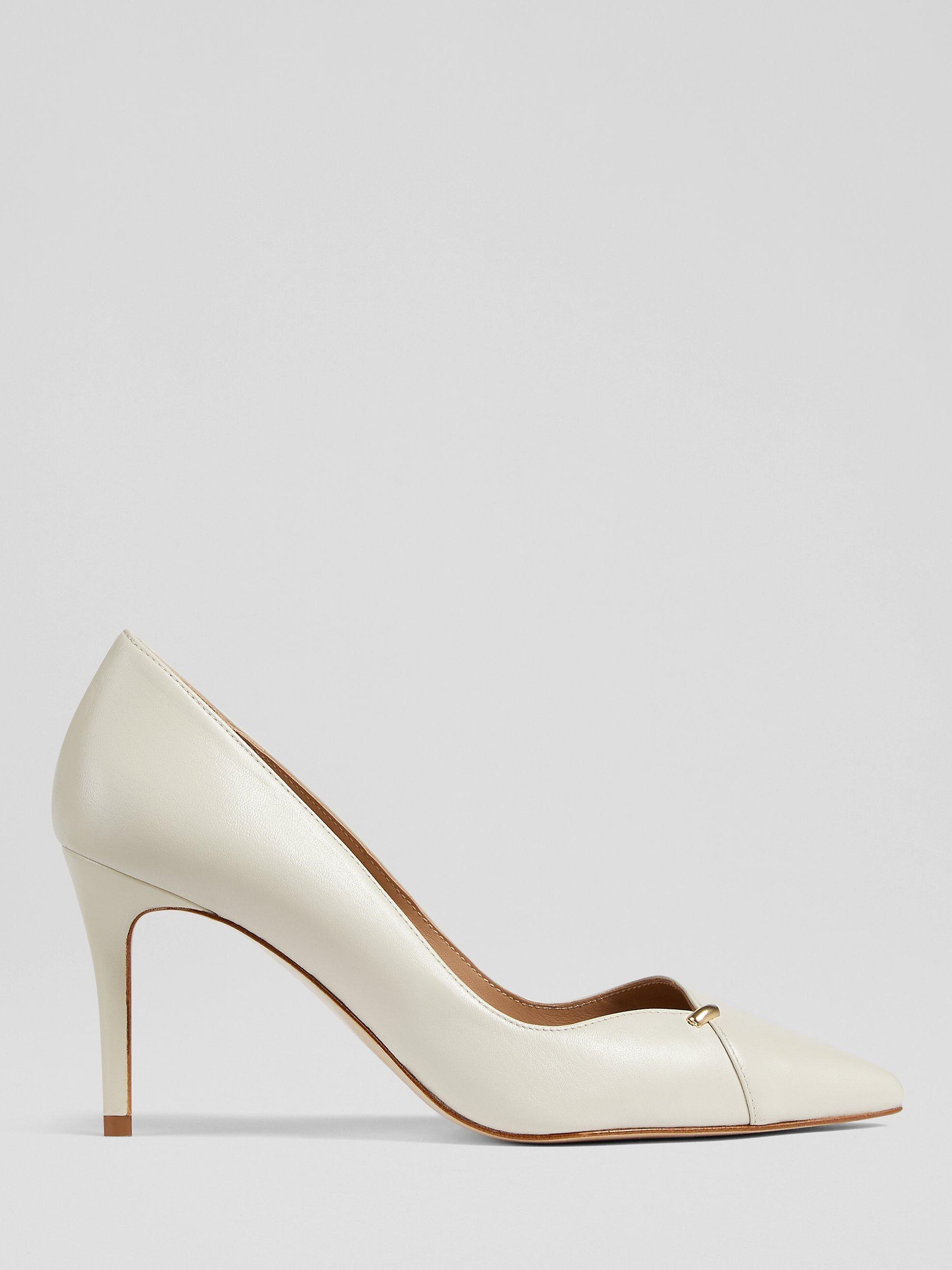 L.K.Bennett Fiora High Heel Leather Court Shoes, Off White