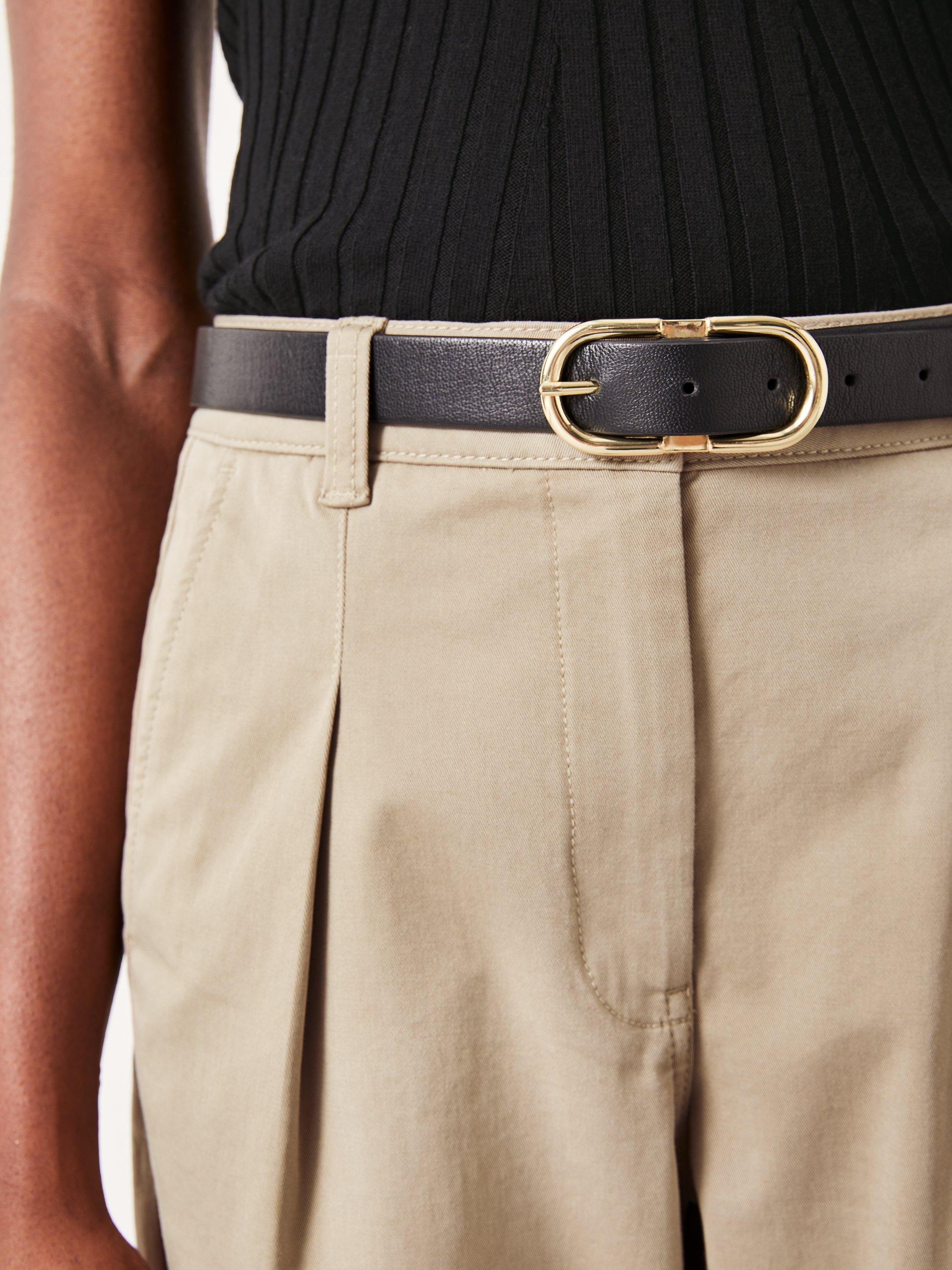 Product image 1 of 2, which shows HUSH Xanthe Leather Buckle Belt, Black, S-M