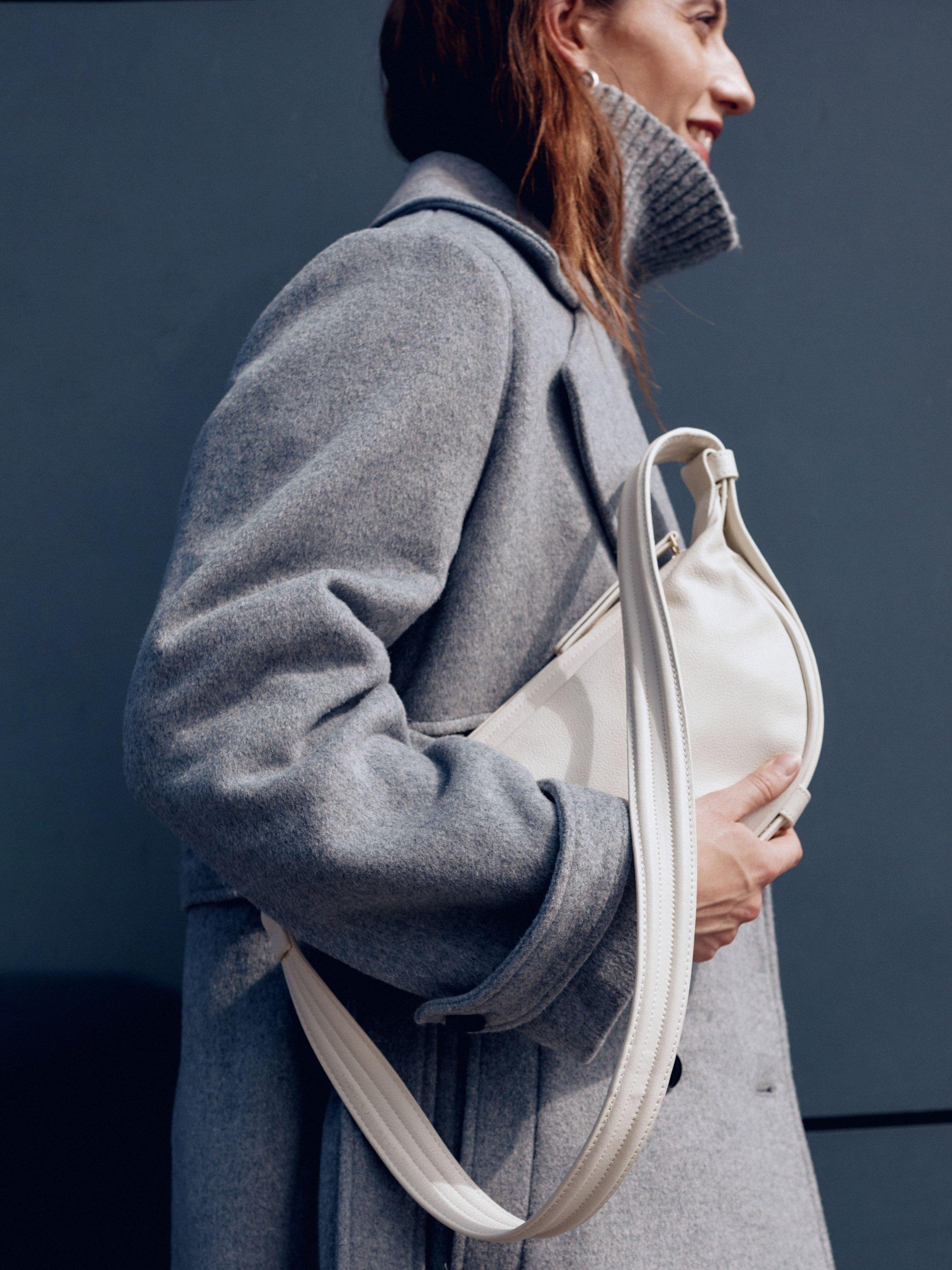 Product image 6 of 6, which shows HUSH Rory Crescent Leather Crossbody Bag, Bone, One Size