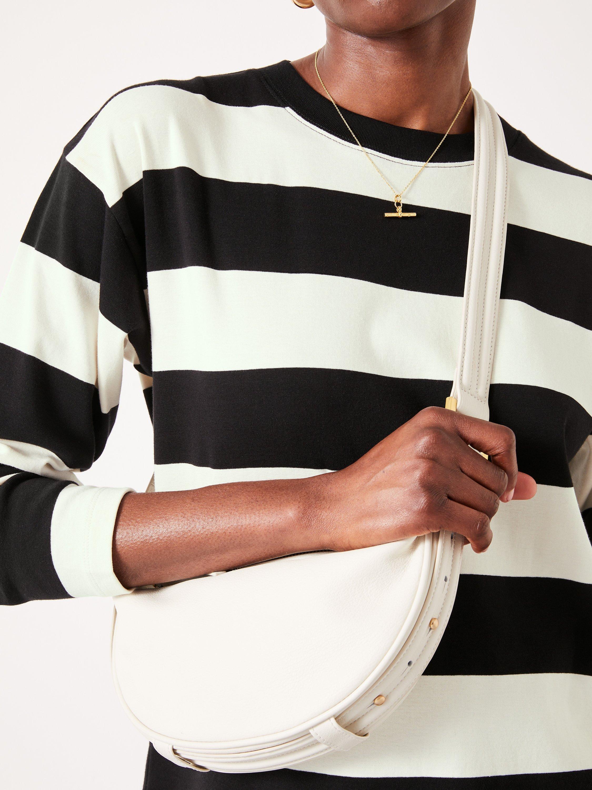 Product image 5 of 6, which shows HUSH Rory Crescent Leather Crossbody Bag, Bone, One Size