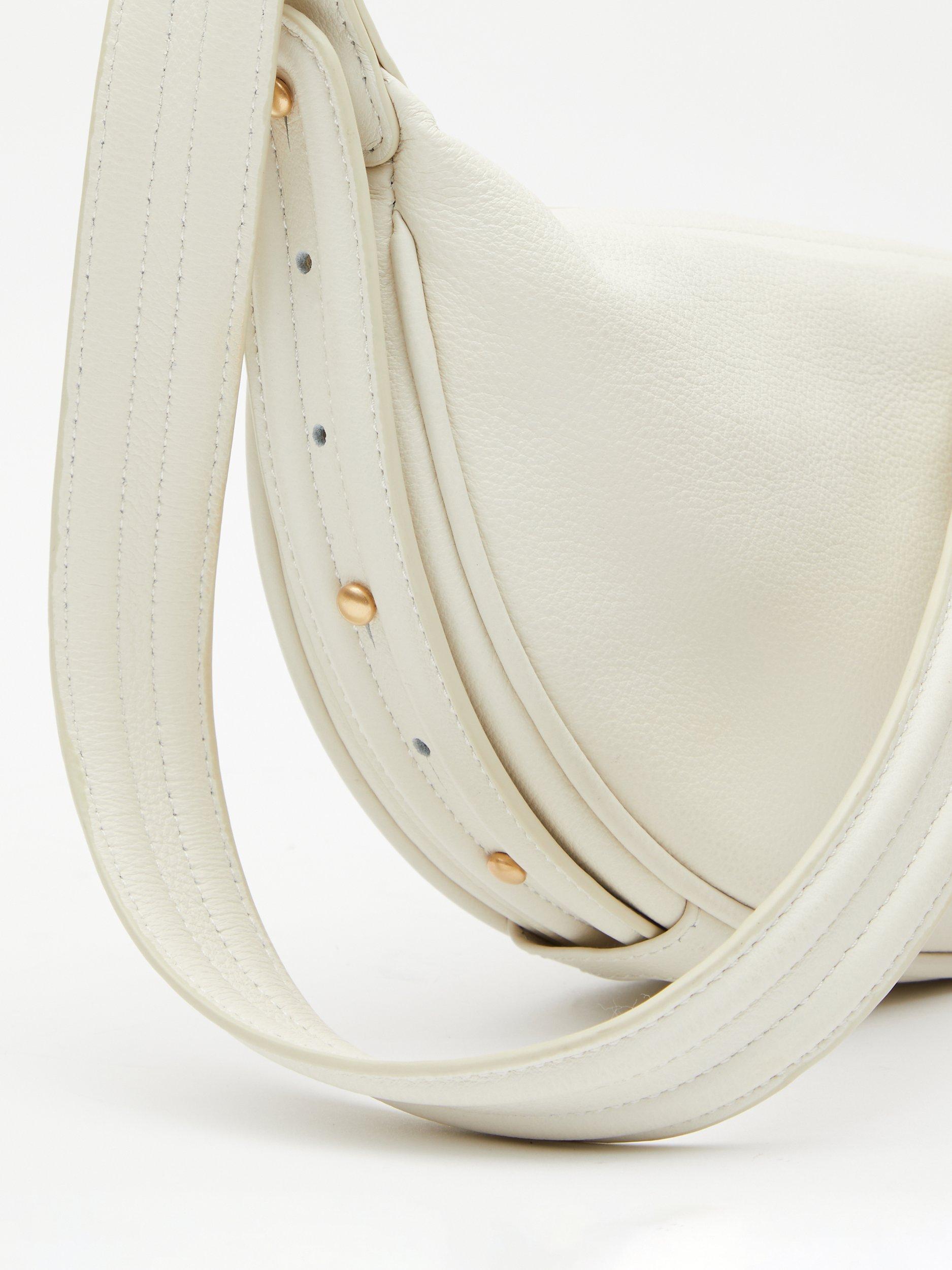 Product image 3 of 6, which shows HUSH Rory Crescent Leather Crossbody Bag, Bone, One Size