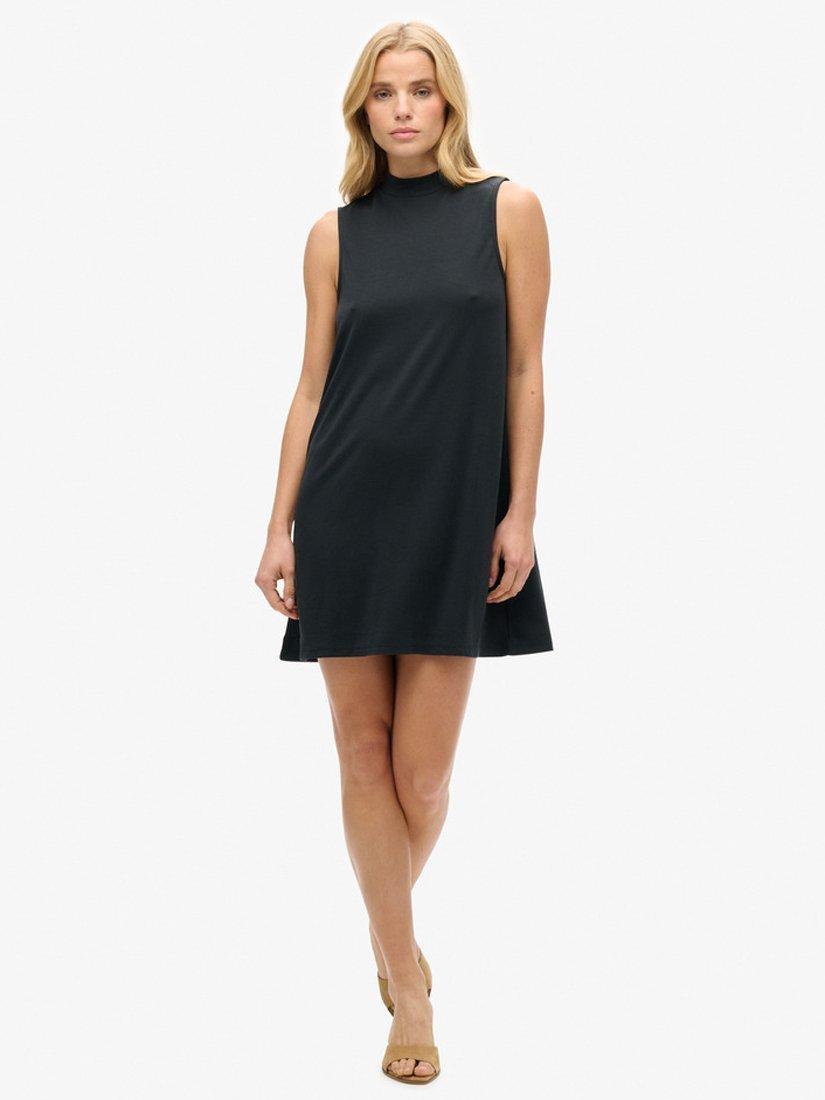Product image 1 of 4, which shows Superdry Sleeveless A-Line Mini Dress, Black, 8
