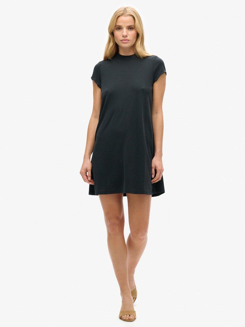 Superdry Short Sleeve A-Line Mini Dress, Black, 6