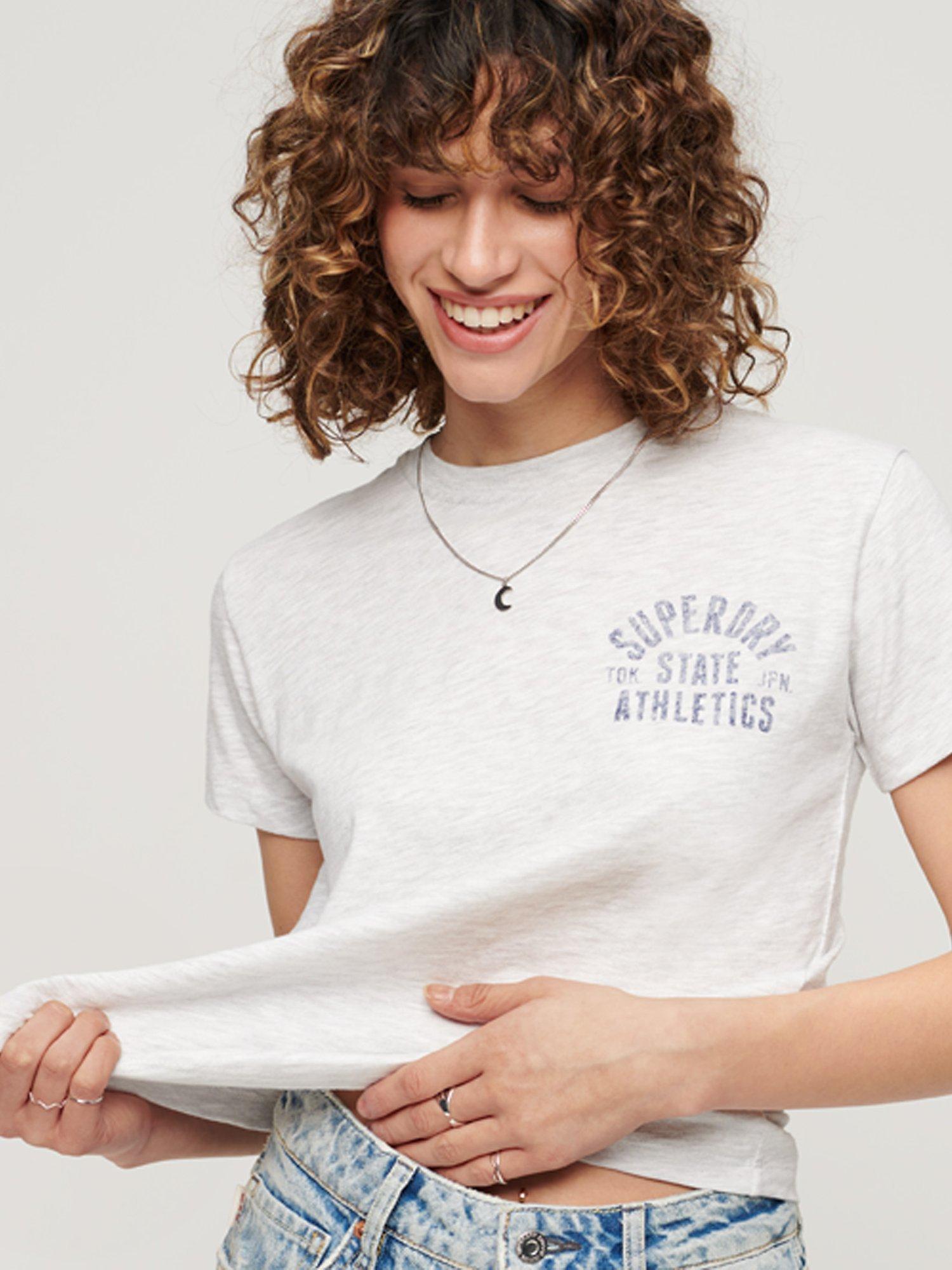 Product image 1 of 3, which shows Superdry Athletic Essential Slub 90s T-Shirt, Cadet Grey Marl, 6