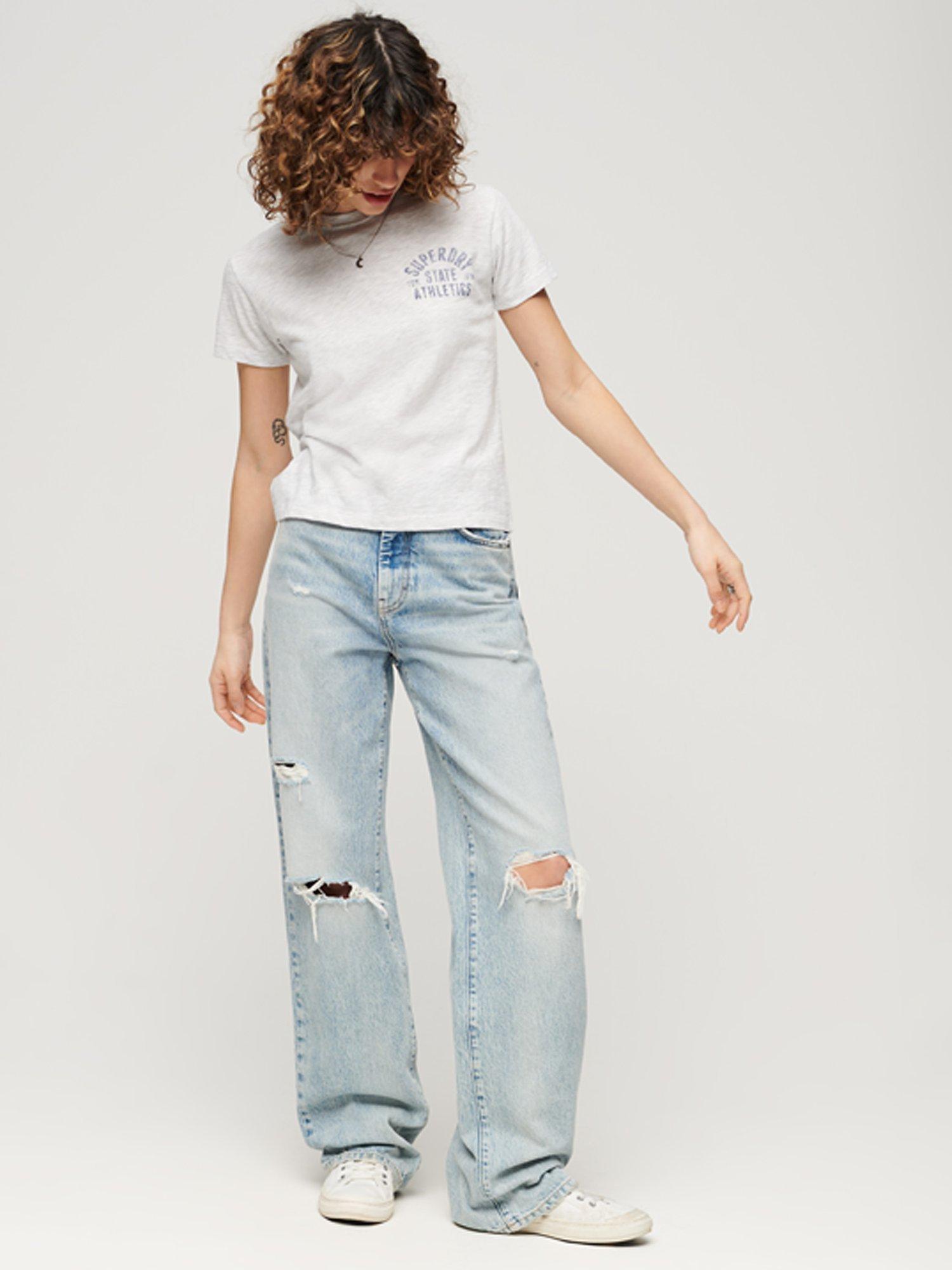 Product image 2 of 3, which shows Superdry Athletic Essential Slub 90s T-Shirt, Cadet Grey Marl, 6