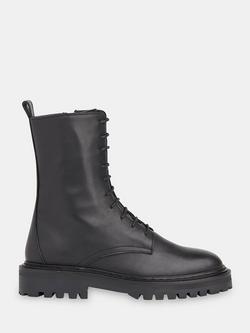 Whistles Piper Leather Lace Up Boots, Black, Black
