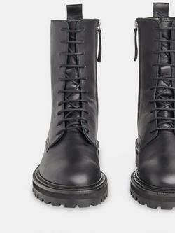 Whistles Piper Leather Lace Up Boots, Black - view 2, Black