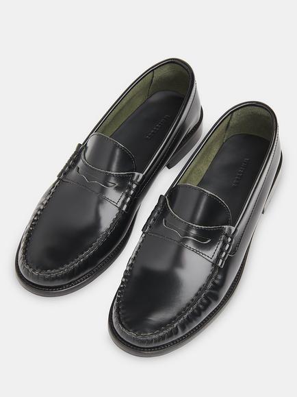 Whistles Manny Slim Leather Loafers - view 2, Black