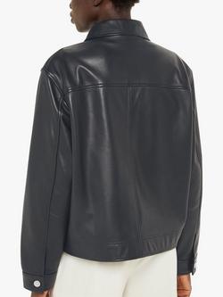 Whistles Natia Leather Overshirt, Black - view 2, Black