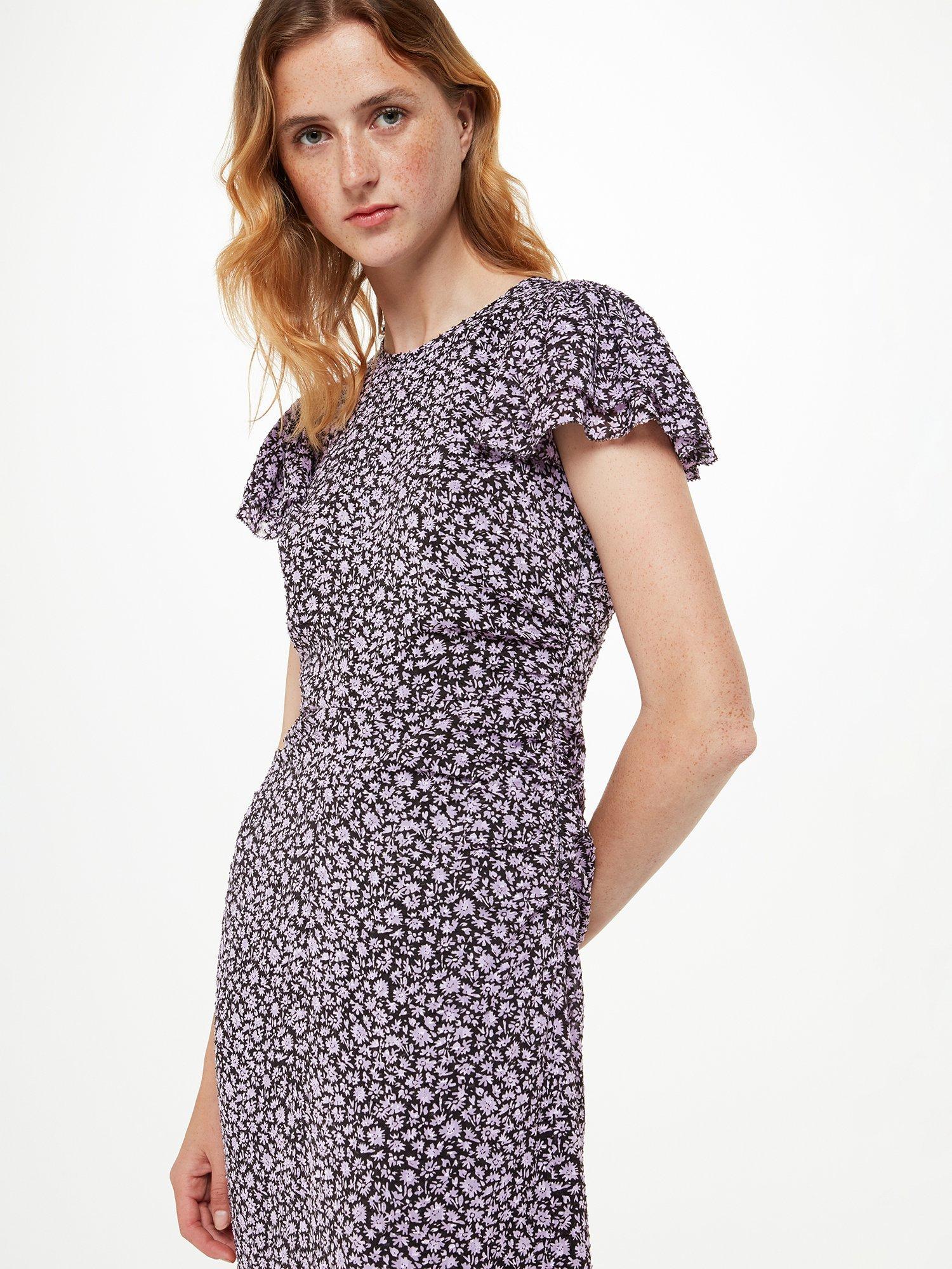 Product image 4 of 4, which shows Whistles Daisy Field Lola Dress, Purple/Multi, 6