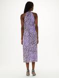 Whistles Metallic Floral Dobby Halterneck Midi Dress, Purple/Multi