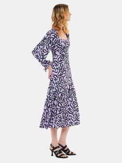 Whistles Georgie Ecovero Ribbon Print Dress, Purple/Multi, Purple/Multi