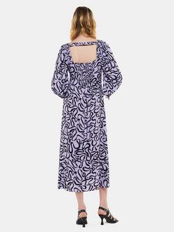 Whistles Georgie Ecovero Ribbon Print Dress, Purple/Multi - view 2, Purple/Multi