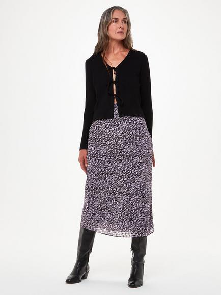 Whistles Daisy Field Side Button Skirt, Purple/Multi, Purple/Multi
