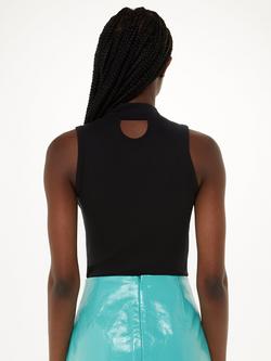 Whistles Ecovero Keyhole Cut Out Top, Black - view 2, Black