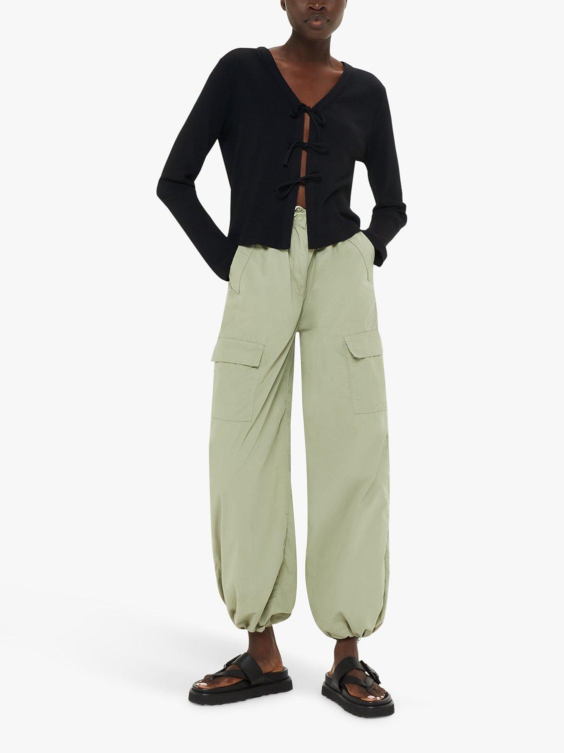 Whistles Plain Tie Front Ribbed Cardigan, Black